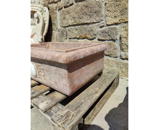 Bellissimo lavandino in marmo rosso verona con intarsio - 68 x 42 cm