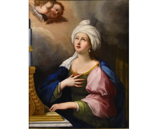 Saint Cecilia and two cherubs, Lucas de la Haye, known as Luca Fiammingo (Nivelles, 1612–Rome, 1682)