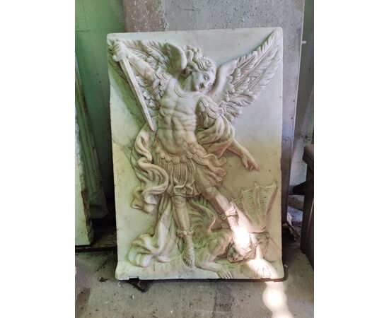 Coppia di Pale d'altare - San Giorgio e San Michele in Marmo di Carrara - 55 x 81 cm - Venezia