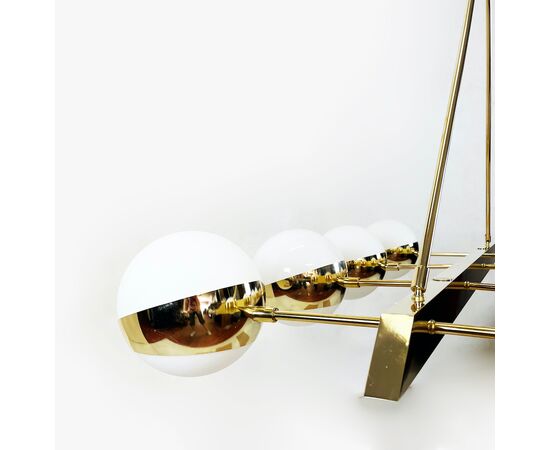 Vintage brass and glass pendant lamp