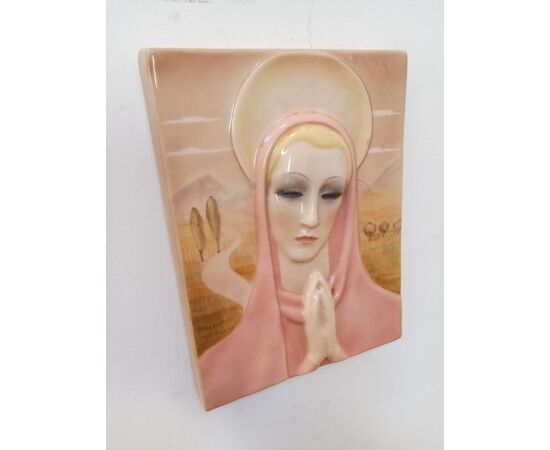 Ceramic bas-relief Madonna in prayer - Essevi - 50s/60s - perfect