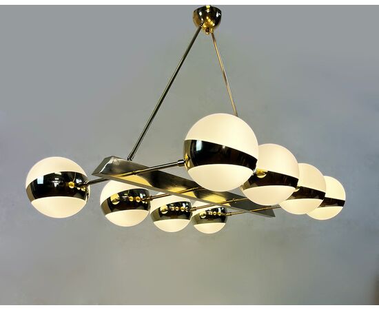 Vintage brass and glass pendant lamp