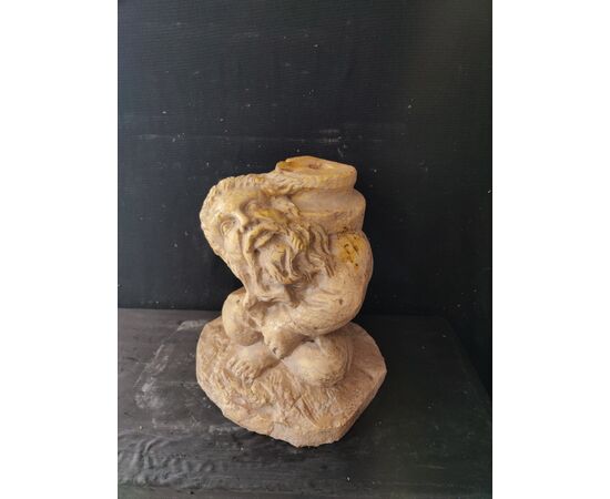 Meraviglioso antico basamento d'acquasantiera d'altare in marmo nembro tabaccon - H 39 cm - Venezia