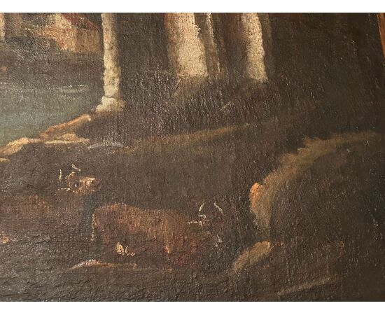 Paesaggio con figure è rovine dell'700