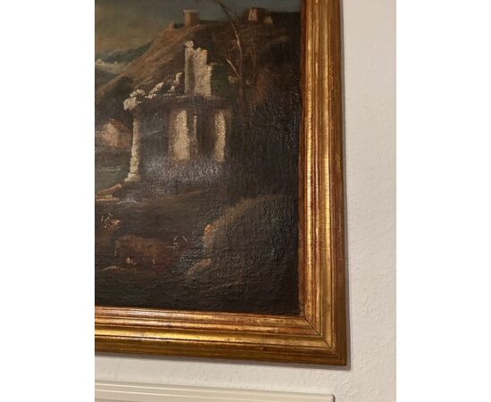Paesaggio con figure è rovine dell'700