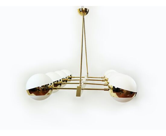 Vintage brass and glass pendant lamp