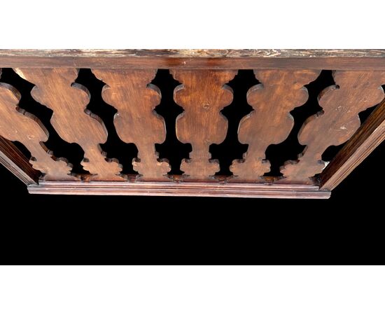 Solid wood balustrade railing.