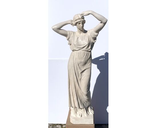 Pair of scagliola sculptures - Roman figures. Italian manufacture, 19th century.