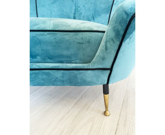 Curved velvet sofa - 1950