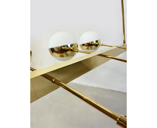 Vintage brass and glass pendant lamp