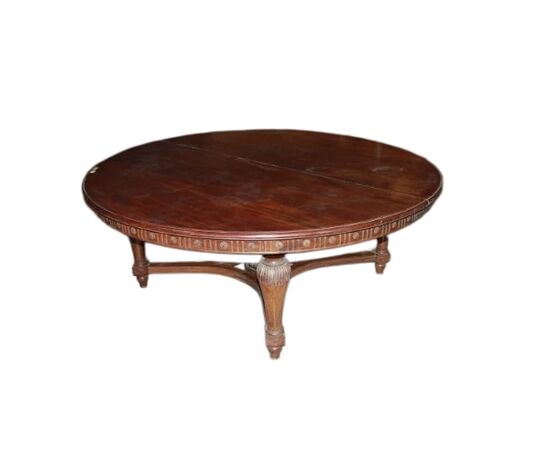 Large early 1800s French Louis XVI style mahogany table, 2 meters in diameter.