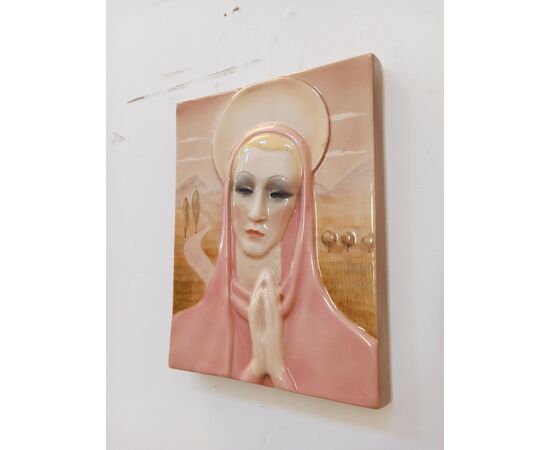 Ceramic bas-relief Madonna in prayer - Essevi - 50s/60s - perfect