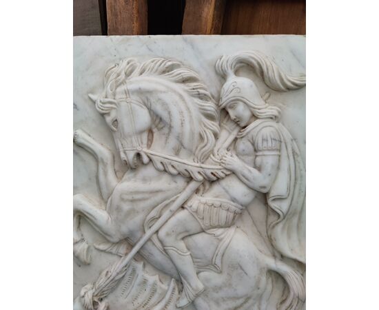 Coppia di Pale d'altare - San Giorgio e San Michele in Marmo di Carrara - 55 x 81 cm - Venezia