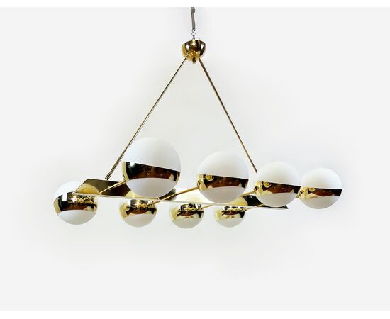 Vintage brass and glass pendant lamp