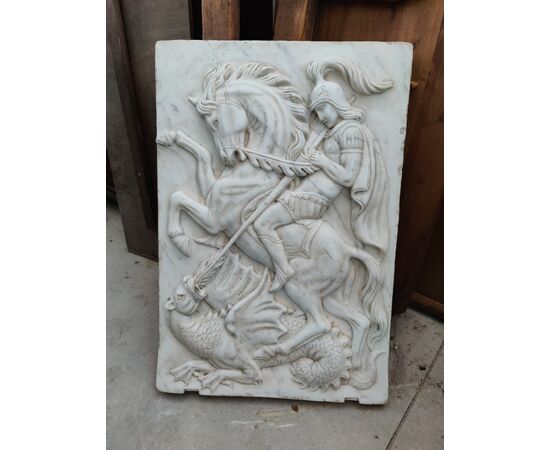 Coppia di Pale d'altare - San Giorgio e San Michele in Marmo di Carrara - 55 x 81 cm - Venezia