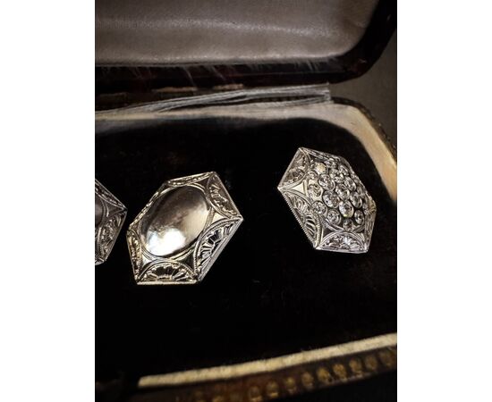 White gold cufflinks from the early 1900s
