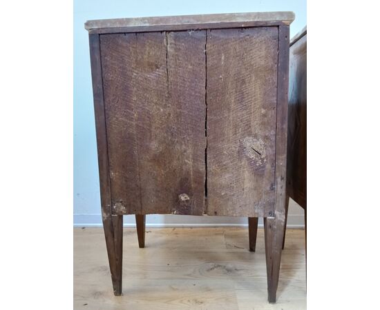 Pair of inlaid Directoire bedside tables - marble top - small cabinet - 18th century/1700s