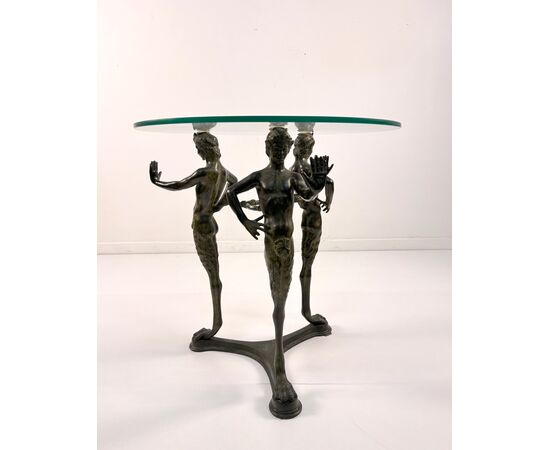 Tavolo basso con base tripode in bronzo, XX secolo