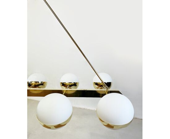 Vintage brass and glass pendant lamp