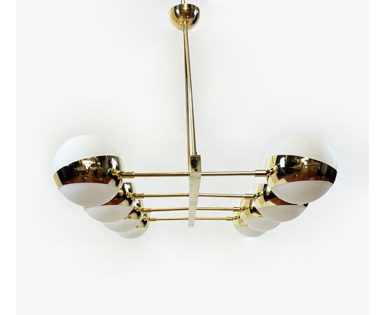 Vintage brass and glass pendant lamp