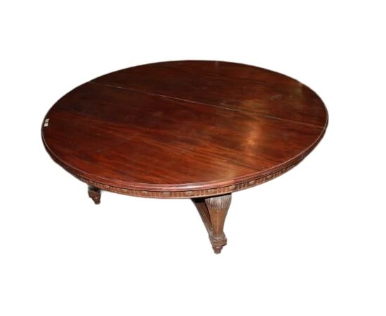 Large early 1800s French Louis XVI style mahogany table, 2 meters in diameter.