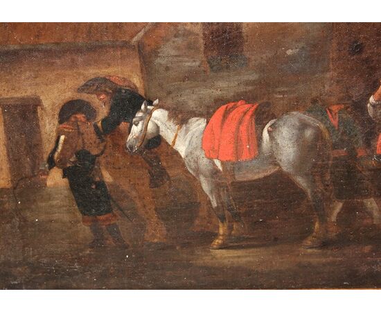 Oil on canvas from the late 1600s, early 1700s depicting a Farrier