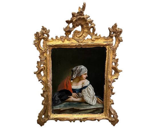 GLASS PAINTING "FEMALE FIGURE" – VENICE 18TH CENTURY