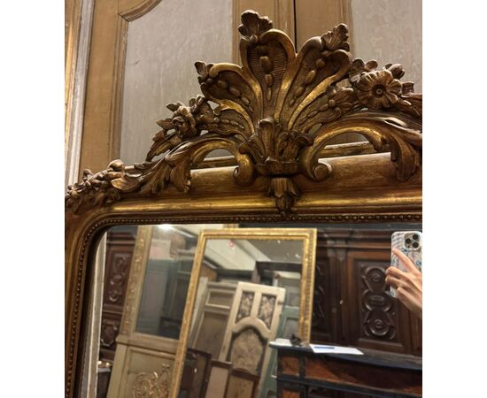 SPECC570 - Antique gilded mirror, '7/'800 period, measures cm W 101 x H 185