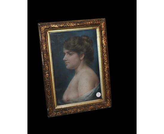 Mid-1800s French pastel depicting a female nude by Theodore Ange Coquelin, 19th century
