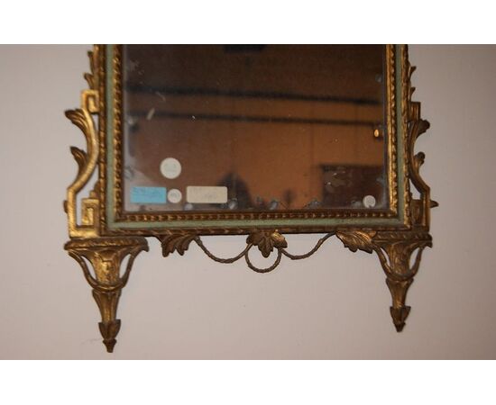 Italian Louis XVI mirror from the 1800s, lacquered and gilded