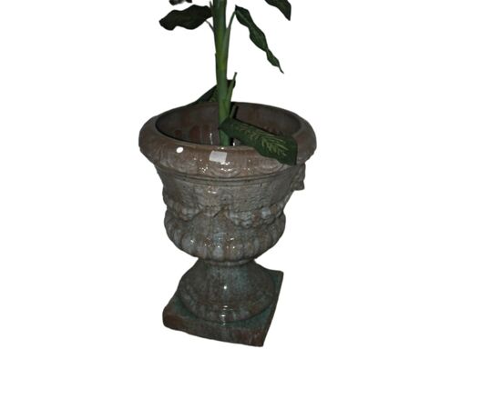 Pair of large crater vases from the early 1900s in glazed terracotta