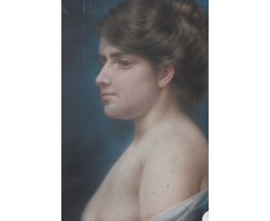 Mid-1800s French pastel depicting a female nude by Theodore Ange Coquelin, 19th century