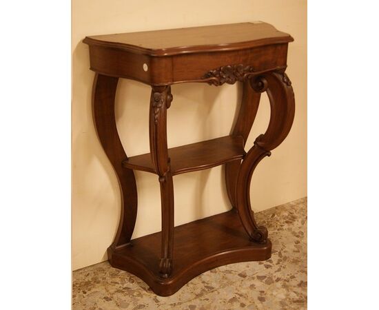 Antique small French Louis Philippe console table from the 1800s in mahogany wood