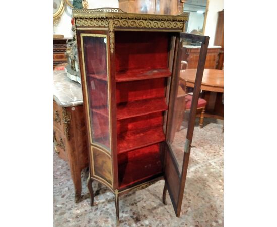 French Transition style display cabinet with 1800s Vernis-Martin paintings