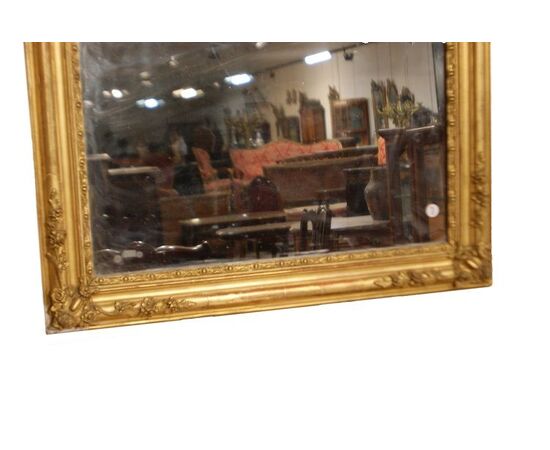Large French mirror from the 1800s, gilded with gold leaf