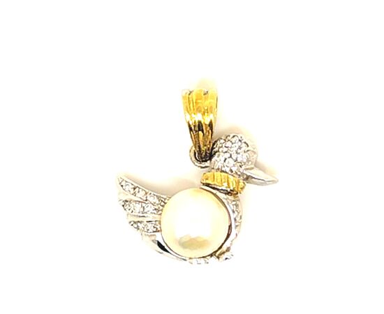 Pendente in oro, diamanti e perle