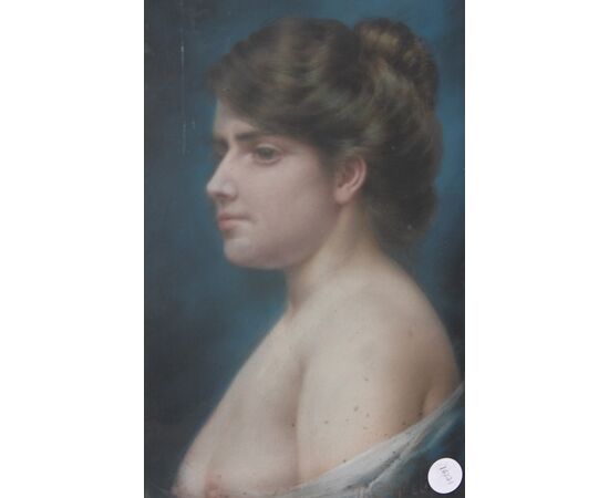Mid-1800s French pastel depicting a female nude by Theodore Ange Coquelin, 19th century