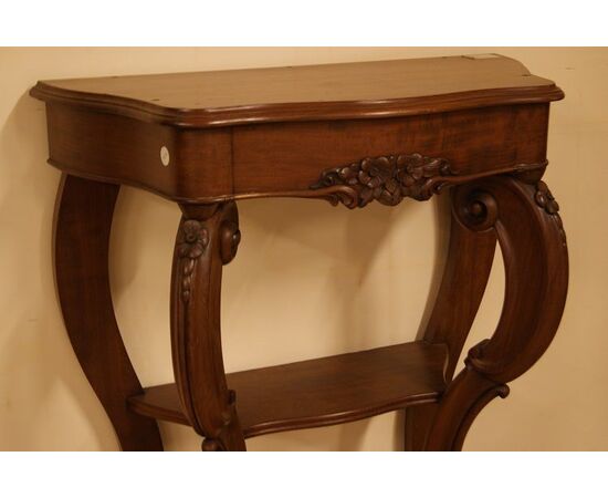 Antique small French Louis Philippe console table from the 1800s in mahogany wood