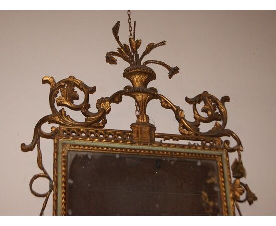 Italian Louis XVI mirror from the 1800s, lacquered and gilded