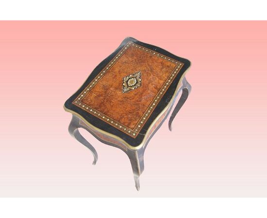 Louis XV style 1800s ebony and maple briar toilet table