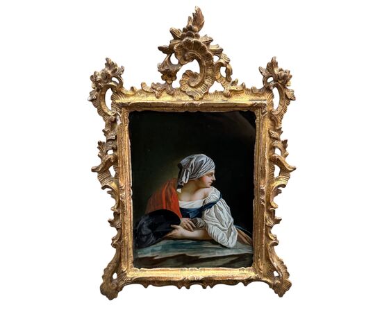 GLASS PAINTING "FEMALE FIGURE" – VENICE 18TH CENTURY
