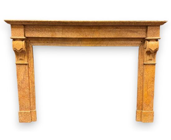 CHM892 - Antique fireplace in Siena Yellow marble, 19th century, dimensions cm L 146 x H 103 x D 3
