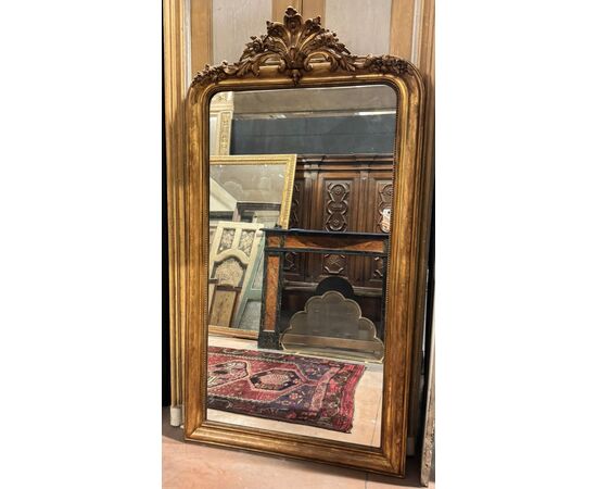 SPECC570 - Antique gilded mirror, '7/'800 period, measures cm W 101 x H 185
