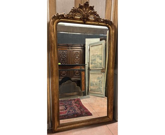 SPECC570 - Antique gilded mirror, '7/'800 period, measures cm W 101 x H 185