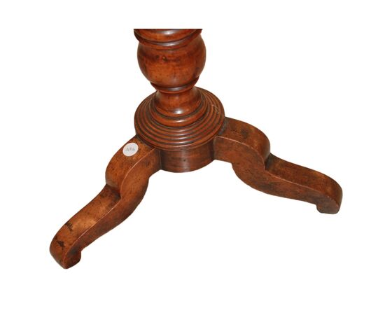 Tavolino a Vela Circolare Francese in Legno di noce seconda metà 1800