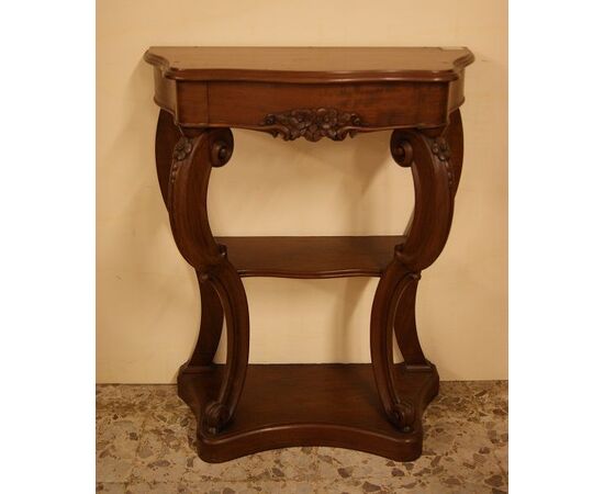 Antique small French Louis Philippe console table from the 1800s in mahogany wood