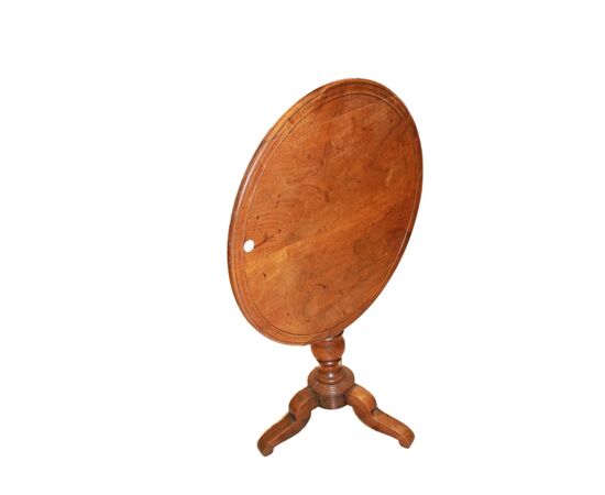 Tavolino a Vela Circolare Francese in Legno di noce seconda metà 1800