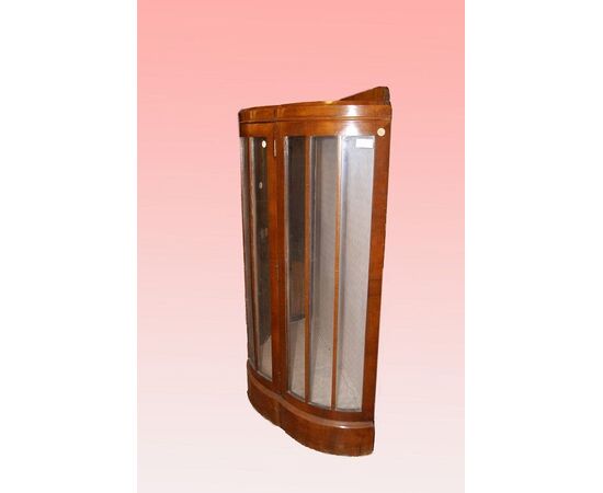 Antique English Art Deco Walnut Display Cabinet from the early 1900s