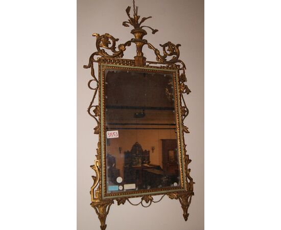 Italian Louis XVI mirror from the 1800s, lacquered and gilded
