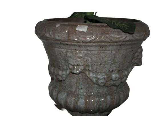 Pair of large crater vases from the early 1900s in glazed terracotta